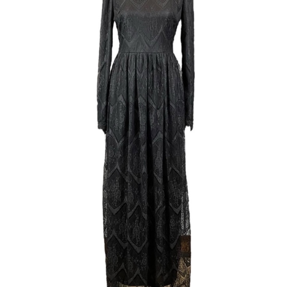 Dainty Jewells Black Bishop Sleeve Gown for Weddings